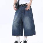 Naiste K&otilde;rge V&ouml;&ouml;koht Ameerika Streetwear Lai Jalg P&otilde;lvepikkusega Teksap&uuml;ksid Vabaaja L&otilde;tv Suvine Denim L&uuml;hikesed P&uuml;ksid L tumesinine v&auml;rv