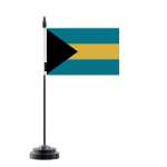 Drapeau de Table - Bahama - 14 x 21 cm - Pol&uuml;ester - Mat en Plastique - Impression Recto/Verso