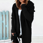 Naiste kapuutsiga silmkoeline kampsun pikk kampsun, paks talvesooja S