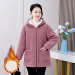 S&uuml;gis- ja talvejoped, Naiste pluss sametist paksendatud granuleeritud fliisist polsterdatud jope, Naiste polsterdatud jope, Suurem suurus polsterdatud jope XXL roosa