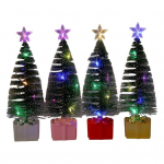 4 tk v&auml;ikesed LED-tuledega j&otilde;ulupuuehted, patareitoitel realistlikud mini-lauapealsed j&otilde;ulupuupeo tarvikud 4pcs