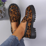 Naiste Mood Leopard Patchwork Pealeslibatavad Loaferid Paksu Kontsaga Platvormiga Madalad Mokassiinid Vabaajajalatsid Suur Suurus Zapatos 2025 36