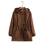 Naiste &uuml;hev&auml;rviline keskpikk kapuutsiga trenchcoat keskealistele emadele suuremate suuruste &uuml;ler&otilde;ivad 5XL black