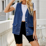 Naiste moe teksariidest s&uuml;gis- ja talvine varrukateta vabaaja toppjakk L sinine