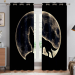 T&auml;ht Hunt 3D Prinditud Kardin Loomamustriga Pimendav Soojusisolatsioonikardin Sobib Magamistuppa, &Otilde;ppimistuppa, Elutuppa Dekoreerimiseks W50xH130(CM)x2PCS&Rod pocket