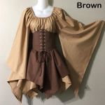 Keskaegsed kost&uuml;&uuml;mid Woodland Wood Elf Fairy Fantasy Waist Cincher korseti komplekt ja sakilised seelikud S