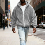 Meeste karvane lukuga kapuutsiga dressipluus Pl&uuml;&uuml;sist lukuga jakk kapuutsiga jaoks XL