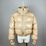 Talvised naiste lukuga pargid Jakid Streetwear T&auml;ispikkade varrukatega Lukuga Vabaaja Puhvjakid Villased Mantlid Kitsad Vabaaja Jakid L khaki