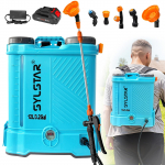 3,2-gallonine akutoitega seljakottpihusti, 80 PSI reguleeritava r&otilde;huga elektriline pihusti, 5 pihustiotsikuga, umbrohu- ja murupihusti 16.93x13.39x7.48 in sinine