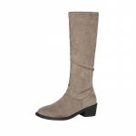 mood Terava ninaga Plisseeritud Saapad Naised Must Alasti Faux Suede Flock P&otilde;lvini Saapad Daamid Madal J&auml;me Konts Kauboisaapad Pluss Suurus 2024 43 tumepruun v&auml;rv