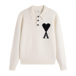 AMI Uus Polo Kraega Kootud Kampsun Jacquard Armastus Meeste Villane Kampsun S