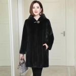 Kasukas naiste kapuutsiga naaritsa karusnahale naiste naaritsa karusnahale keskmise pikkusega talvine kuldne naarits 3XL lahe must v&auml;rv