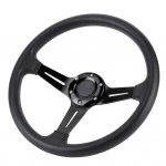 14 tolli universaalne auto rool PU nahk alumiiniumisulam W helisignaalinupp modifitseeritud must must