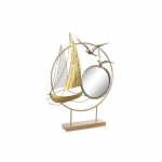 Figurine d&eacute;corative - Miroir dor&eacute; en m&eacute;tal - Design m&eacute;diterran&eacute;en - 53x67 cm - Style intemporel kuld