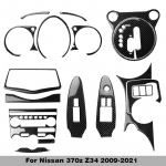 For Nissan 370z z34 2009- Real Carbon Fiber Modified Interior Sticker Set Center Console Door Dashboard Gear Car Carbon FiberUqB