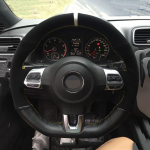 For Volkswagen Polo GTI Scirocco R Passat CC vw r-line 2010 VW Golf 6 GTI MK6Hand-stitched Black Leather Car Steering Wheel Cove Black Thread