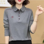 Viimane S&uuml;gis Pikkade Varrukate &Uuml;hev&auml;rviline Rev&auml;&auml;riga T-s&auml;rk POLO Pluus Trendikas ja Kitsas ning Mitmek&uuml;lgne Top Temperamentne Vananemisvastane Aluspluus 5XL