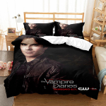 V-Vampire Diaries Voodipesukomplekt Elena Gilbert Stefan Salvatore Tekikate Voodikomplekt TV-draama pilt Tekikate Padjap&uuml;&uuml;r EU Single(135*200cm)3pcs