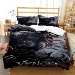 3D Prindi Filmi Venoms Voodipesu Komplekt Tekikott Tekk Voodikomplekt Tekikate Padjap&uuml;&uuml;rKuningas Kuninganna &Uuml;heinimese Suurus Poisid T&uuml;drukud T&auml;iskasvanud AU Single(140*210cm)3pcs black