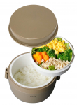 CB JAPAN isoleeritud l&otilde;unakarbi konteiner toidukonteiner beež roostevaba teras vaakumisolatsiooniga l&otilde;unapott holms [Riis 460ml][Lisand 405ml] beež