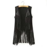 Narmastikuga Vest Naistele Nahast Suede Vest Tuttidega Vintage Talvine L&auml;&auml;ne Maakodu Cowgirl Vest Vest Jakk L must
