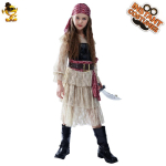 Halloweeni t&uuml;drukute pitsist piraadikleit, t&uuml;drukute piraadi cos peokost&uuml;&uuml;mid, piraadi lavakost&uuml;&uuml;mid l/10-12 years old 140-152cm gray
