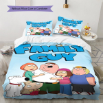 Family Guy Mustriga Voodipesu, Tekikomplekt Tekikate Padjap&uuml;&uuml;r Kodu S&uuml;nnip&auml;evakingitus (1 * tekikott + 2 * padjap&uuml;&uuml;ri, ilma s&uuml;damikuta) 135x200cm blue