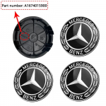 C200 E300 Kuum 2026 Benzile Uus Must 4tk ABS 75mm/65mm 6 Pin Velje Keskkatte M&auml;rk Logo A1674015900 Tarvikud