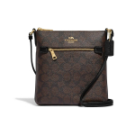 K&auml;ekott Rowan 21 Klassikaline Monogramm T&otilde;mblukuga Kaetud L&otilde;uend ja Sile Nahk Crossbody Mini Kott Naiste kotid Pruun Must CF340-IMAA8 Basic Set (Bag+Dust Bag)