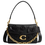 Coach Tabby 26 Eemaldatava Keti Rihmaga Lillelise Dekooriga Crossbody Kott Karedast Nahast &Otilde;lakott Keskmine Naiste kotid Must CCC15-B4BK Basic Set (Bag+Dust Bag)