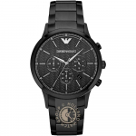 Emporio Armani Renato Must Metall/Roostevabast Terasest K&auml;ev&otilde;ru Meeste Kvarts Kronograafkell AR2485 must