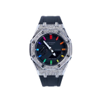 CASIO Unisex vedelkristall/analoog kahekordse n&auml;iduga seeria must kell GA-2100-1A- Cloud Wild Rainbow