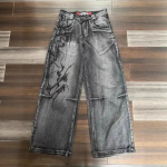 GLYDE Ameerika Harajuku Vintage Prindiga Teksap&uuml;ksid Y2K Naistele Pesta Hall Sirged P&uuml;ksid Street Gootika L&otilde;dvad Unisex P&uuml;ksid Trend S gray