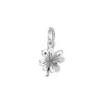 Pandora 925 H&otilde;bedane &Otilde;nnelik Neljalehe Ristikujuline Ripats Naiste ehted 397965NAG Box,Silver/Green