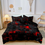 Moodne Punane Ruuduline 3D Prindiga Voodipesukomplekt Pehme Mugav Tekikott Moodne Tekikoti Komplekt 1*Tekikott+1/2*Padjap&uuml;&uuml;ri 135X200cm