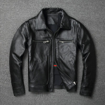 Hiina suurus Vintage Red Browm ehtsast nahast jope heleda kattega esimese kihiga veisenahast meeste nahktagi s&uuml;gis 2XL must
