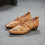 Johnature Retro madala kontsaga linna-keskkontsaga pumbad Ehtne nahk L&auml;bil&otilde;ikega Hingavad Naiste Kingad 40 helepruun v&auml;rv