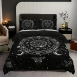 Boho P&auml;ikese ja Kuu Tekikate Komplekt Must Valge Lilleline Voodipesu Komplekt Boheemlaslik Eksootiline Tekikatted Kuninganna Magamistoa Sisustus Aastaringselt 135x200cm