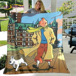 Tintini seiklused Multikas Pehme Palus Tekk, Flanellist Tekk Visketekk Elutoa Magamistoa Voodi Diivani Pikniku Katteks lastele 130cmx150cm