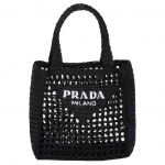 Prada T&auml;hekujuline Logo &Otilde;&otilde;nesdisainiga Rotangist &Otilde;lakott Naiste K&auml;ekotid Must 1BG444_2A2T_F0002_V_OOO Basic Set (Bag+Dust Bag)