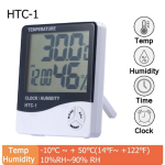 HTC-1 HTC-2 Digitaalne temperatuuri ja niiskuse m&otilde;&otilde;tja Elektrooniline LCD Sise- ja v&auml;listingimuste termomeeter h&uuml;gromeeter Ilmajaam Kell