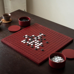2-in-1 puidust Go ja Hiina male lauakomplekt, t&auml;iskasvanutele lastele algajatele Weiqi Xiangxi komplekt, mustvalged Gobangi t&uuml;kid Red MDF Go+Storage jar
