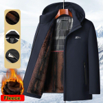 Talvine kapuutsiga parka lukuga taskutega fliisvoodriga meeste talvejakk-mantel Korea talvejoped meeste talvemantlite jaoks 2XL