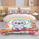 10 Suurust Multikas Koala Prindiga 3tk 1 Tekikott 2 Padjap&uuml;&uuml;ri Voodipesukomplekt Tekikomplekt Tekk Voodikomplekt Queen King Suurus Kodutekstiil 135x200cm