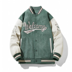 Meeste kevadjakk seemisnahast tikitud baseball-jakk vabaaja Harajuku jope M sinine