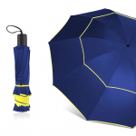 Kvaliteetne Suur Vihmavari 130cm Kahekihiline Kokkupandav Vihmavari Vihma Naistele 10 Ribiga Tuulekindel Paragua Moodne &Auml;riline suur Vihmavari Meestele (Blue,iron&10K) sinine
