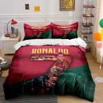 Ronaldo Jalgpalli Voodipesukomplekt  Voodipesu Tekikoti Komplekt Tekikott Padjap&uuml;&uuml;rid  (1 * Tekikott 2 * Padjap&uuml;&uuml;ri, ilma tekita) 135x200cm