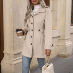 Naiste villane kahe n&ouml;&ouml;biridaga pitsn&ouml;&ouml;riga villane mantel mantel M beige