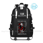 Bungo Stray Dogs Seljakott Anime Mochila Poiste &Otilde;pilase Koolikotid Raamatukott USB-laadimisega S&uuml;learvuti Meeste Must Reisi &Otilde;lakotid 16 inches