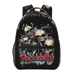 Gooti Rockabilly Rock And Roll Kolju T&auml;ringud Rockarid &Otilde;pilase Seljakott Koolikott P&auml;evakott Meestele Naistele Raamatu Kott &Otilde;lakotid One Size black